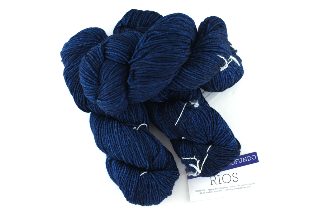 Malabrigo Rios in color Azul Profundo, Merino Wool Worsted Weight Knitting Yarn, deep blue, #150 - Red Beauty Textiles