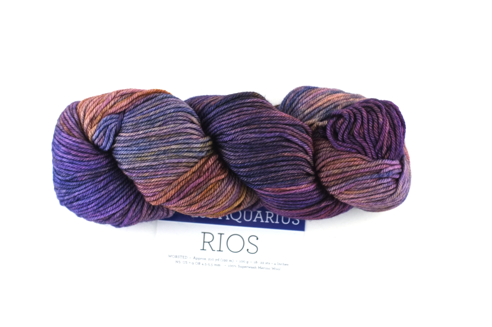 Malabrigo Rios in color Aquarius, Merino Wool Worsted Weight Superwash Knitting Yarn, purple, brown, #288 by Red Beauty Textiles