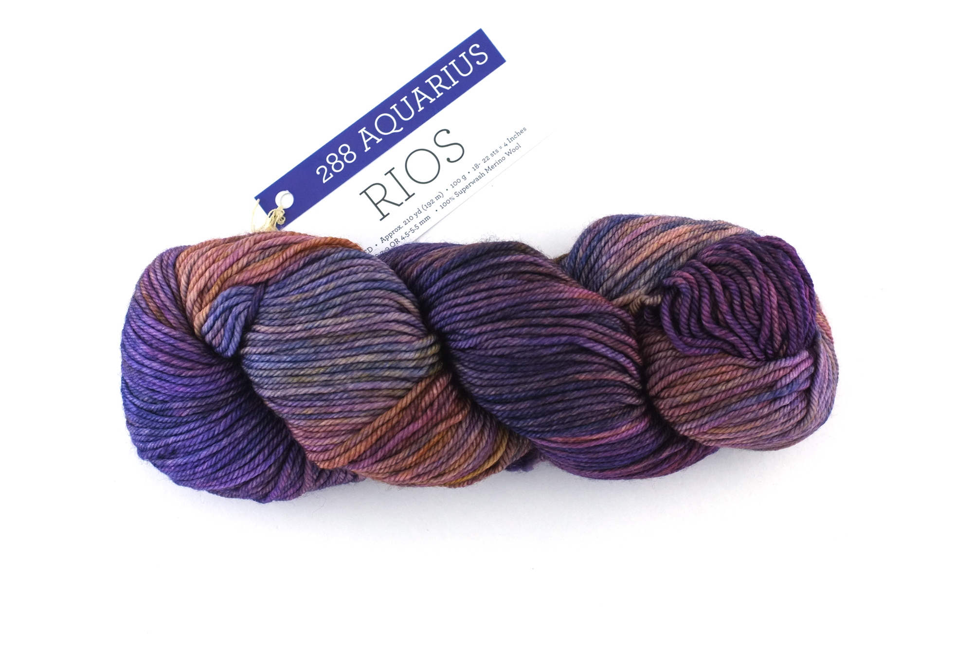 Malabrigo Rios in color Aquarius, Merino Wool Worsted Weight Superwash Knitting Yarn, purple, brown, #288 by Red Beauty Textiles