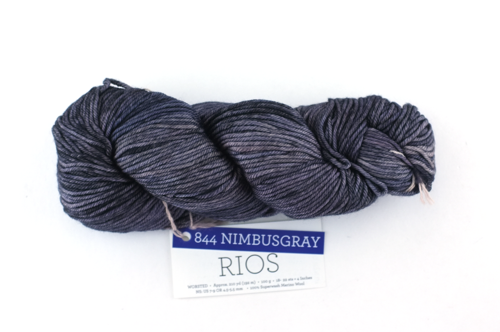 Malabrigo Rios in color Nimbus Gray, Merino Wool Worsted Weight Knitting Yarn, gray shades, #844 by Red Beauty Textiles