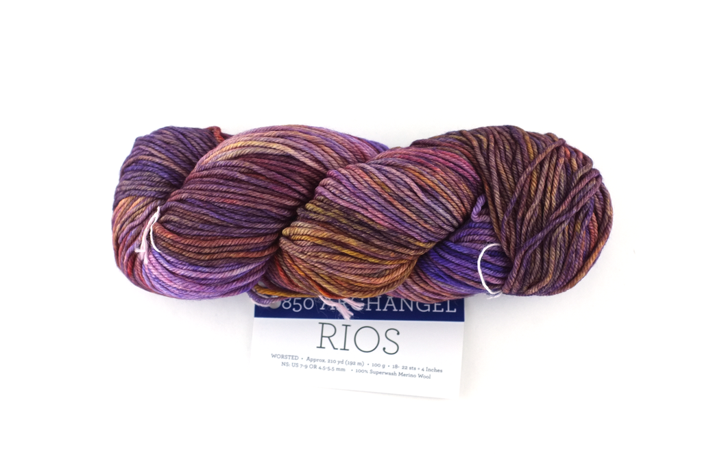 Malabrigo Rios in color Archangel, Worsted Weight Superwash Merino Wool Knitting Yarn, purple, vermilion, #850 - Red Beauty Textiles
