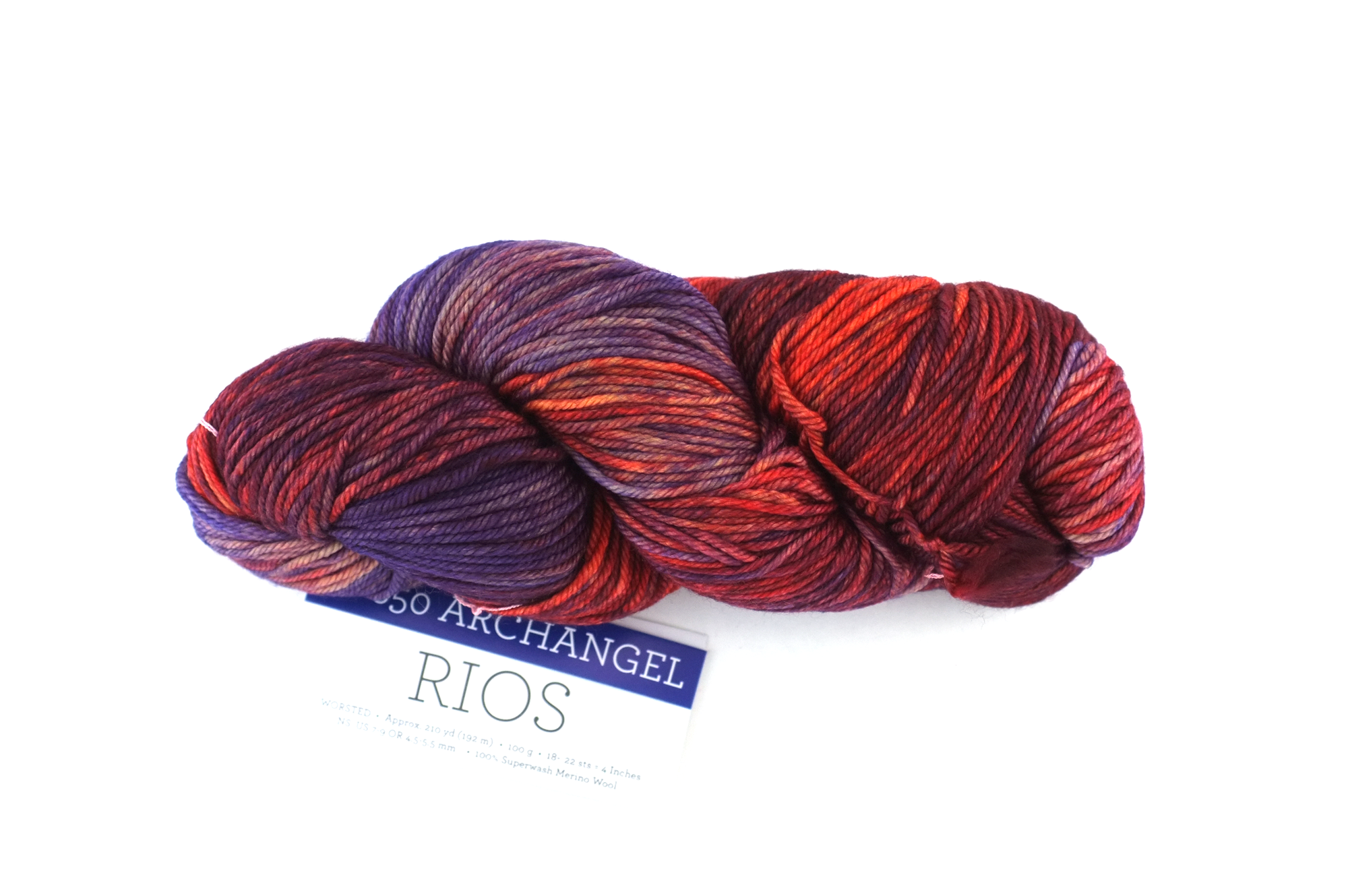 Malabrigo Rios in color Archangel, Worsted Weight Superwash Merino Wool Knitting Yarn, purple, vermilion, #850 by Red Beauty Textiles