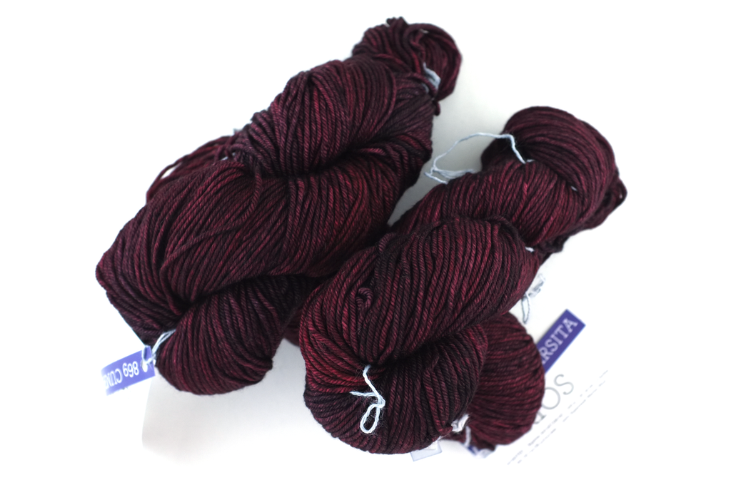 Malabrigo Rios in color Cumparsita, merino wool worsted weight knitting yarn, dark reds, #869 - Red Beauty Textiles