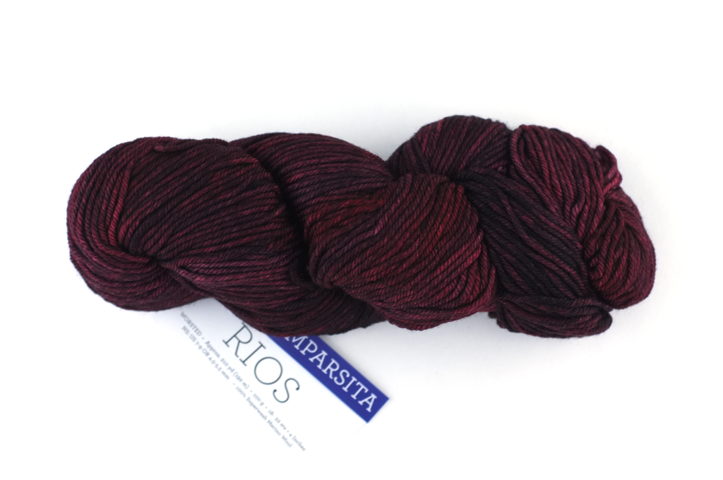 Malabrigo Rios in color Cumparsita, merino wool worsted weight knitting yarn, dark reds, #869 - Red Beauty Textiles