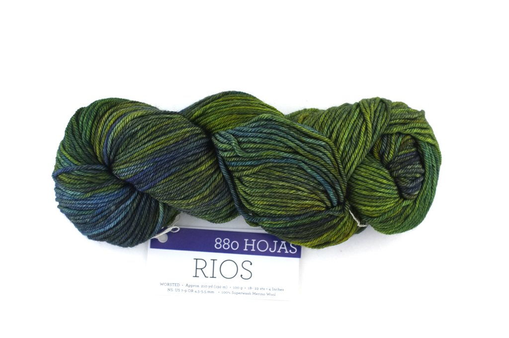 Malabrigo Rios in color Hojas, Merino Wool Worsted Weight Knitting Yarn, leafy greens, #880 by Red Beauty Textiles