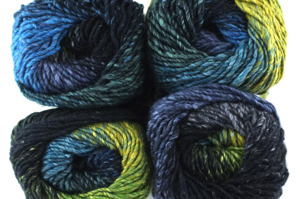 Noro Silk Garden Color 252, Silk Mohair Wool Aran Weight Knitting Yarn, lime, ultramarine, black - Red Beauty Textiles
