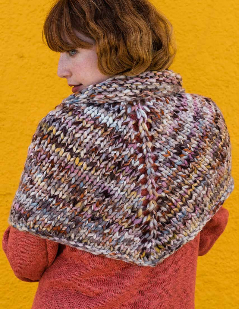 Shenandoah shawl uses super bulky yarn, a free digital knitting pattern