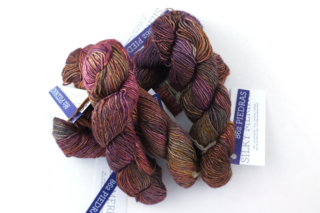 Malabrigo Silky Merino in color Piedras, DK Weight Silk and Merino Wool Knitting Yarn, sunset shades, #862 - Red Beauty Textiles