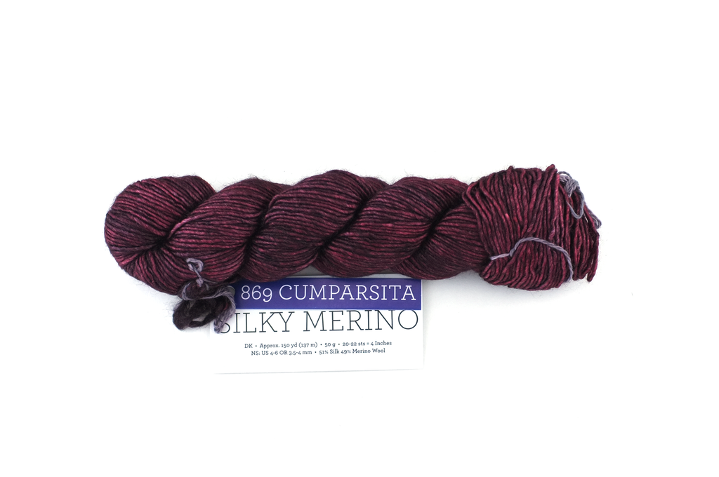 Malabrigo Silky Merino in color Cumparsita, DK Weight Silk and Merino Wool Knitting Yarn, deep reds, #869 - Red Beauty Textiles