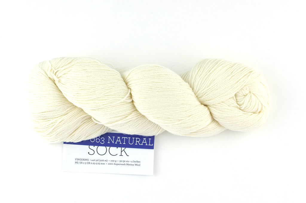Malabrigo Sock in color Natural, Fingering Weight Merino Wool Knitting Yarn, off-white, #063 - Red Beauty Textiles