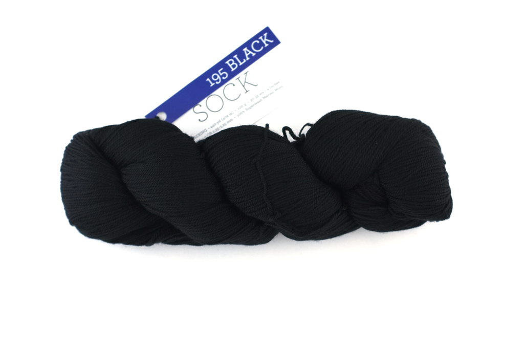 Malabrigo Sock in color Black, Fingering Weight Merino Wool Knitting Yarn, solid black, #195 - Red Beauty Textiles