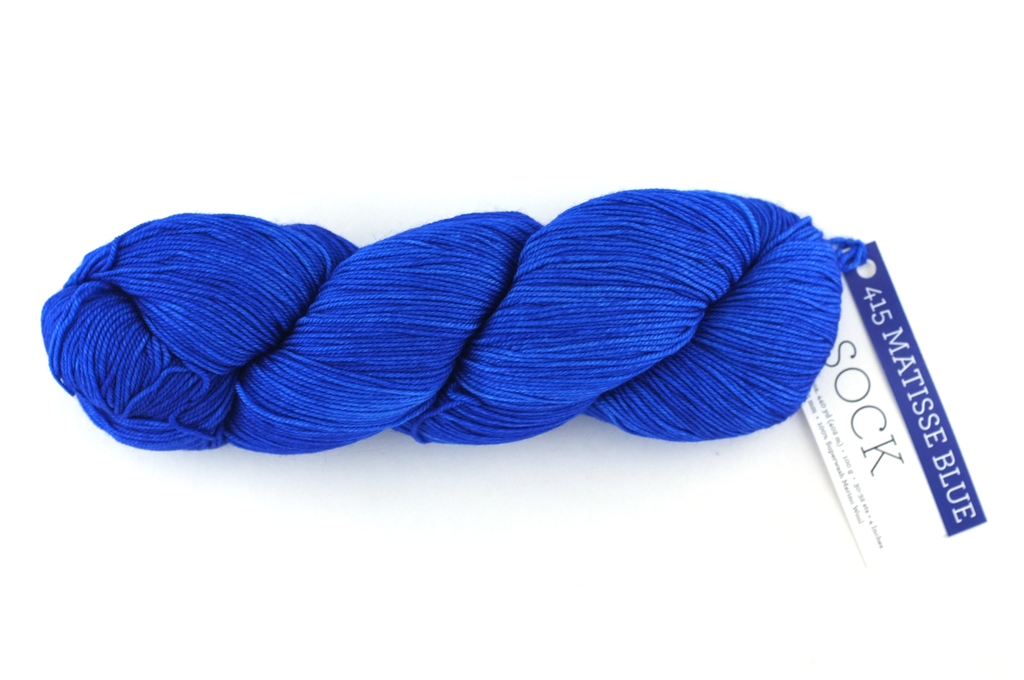 Malabrigo Sock in color Matisse Blue, Fingering Weight Merino Wool Knitting Yarn, intense electric blue, #415 by Red Beauty Textiles