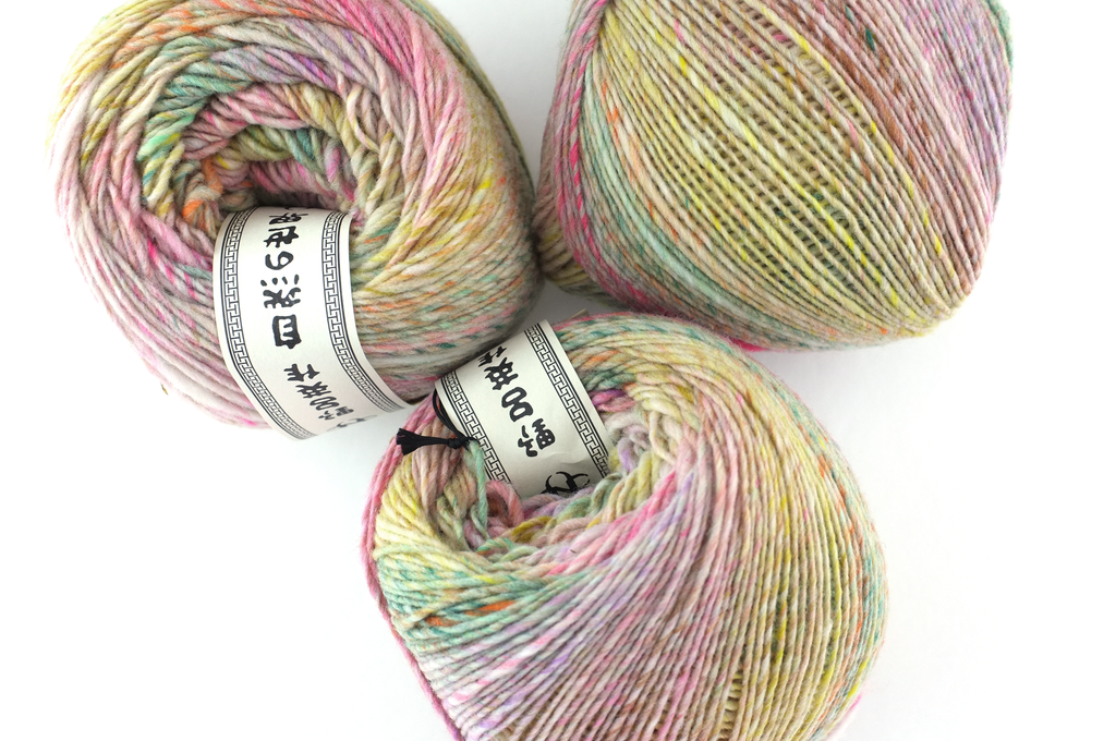 Noro Viola color 003, aran weight knitting yarn, dragon skeins, pastel mix, Kakunodate,100% wool - Red Beauty Textiles