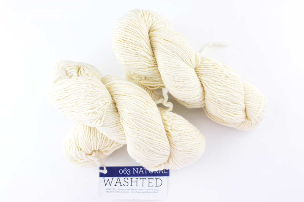 Malabrigo Washted in color Natural, Aran Weight Merino Superwash Wool Knitting Yarn, off-white, #063 - Red Beauty Textiles