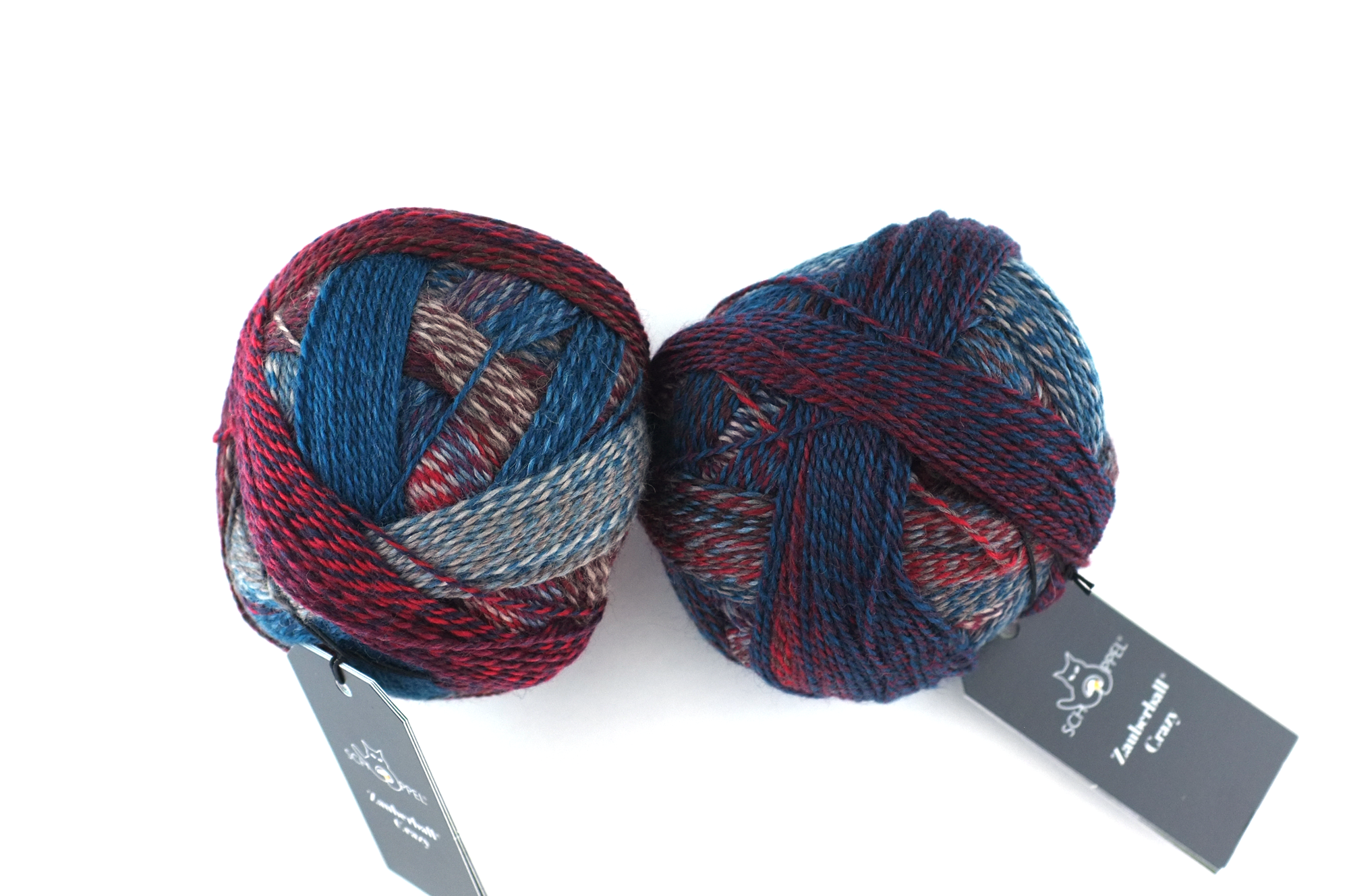 Crazy Zauberball, self striping sock yarn, color 1507 Autumn Wind, fingering weight yarn, teal, dark red by Red Beauty Textiles