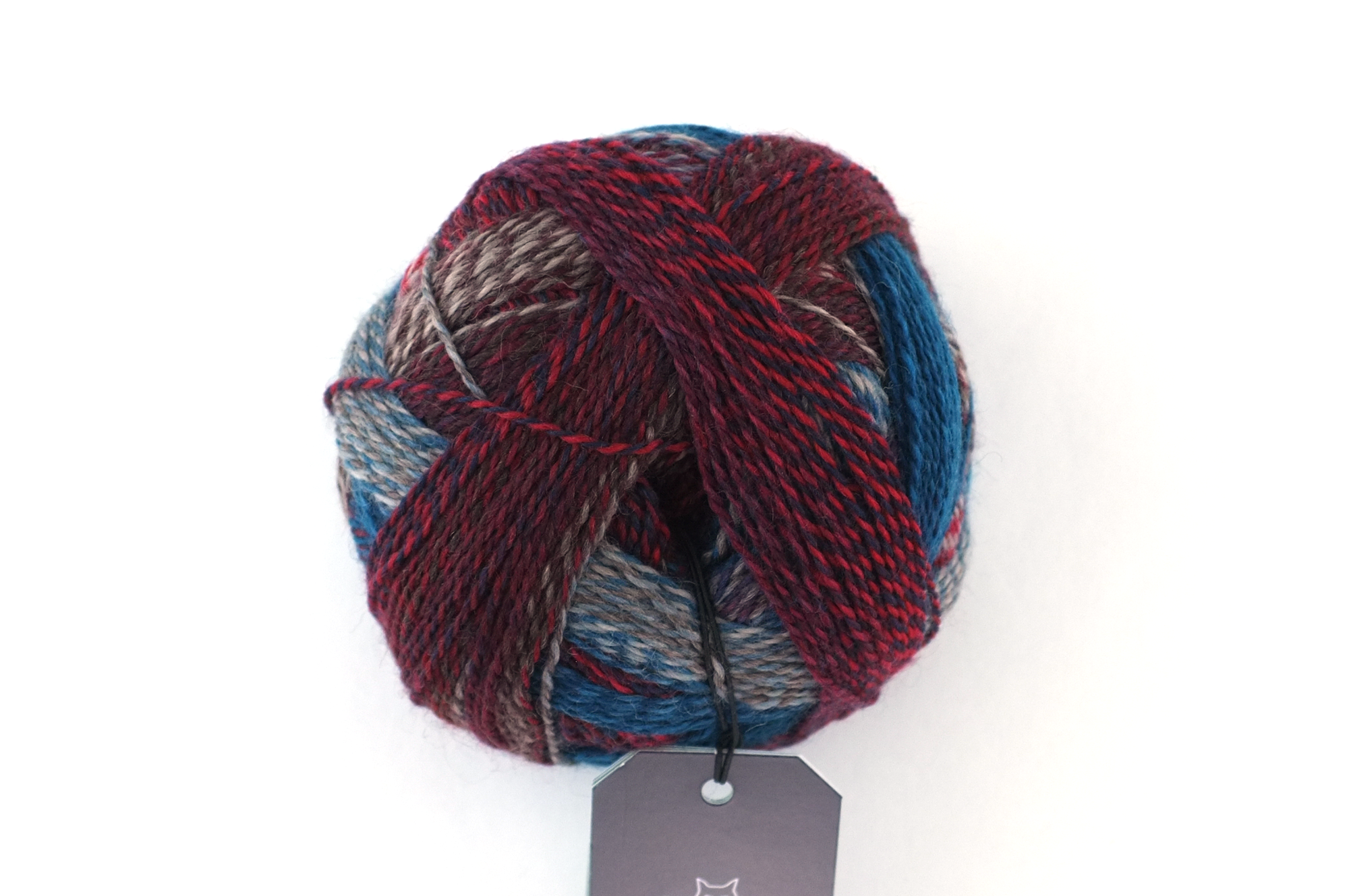 Crazy Zauberball, self striping sock yarn, color 1507 Autumn Wind, fingering weight yarn, teal, dark red by Red Beauty Textiles