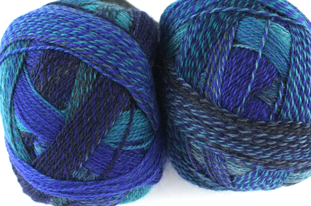 Crazy Zauberball, self striping sock yarn, color 1511 Submarine, fingering weight yarn, purple, teal - Red Beauty Textiles