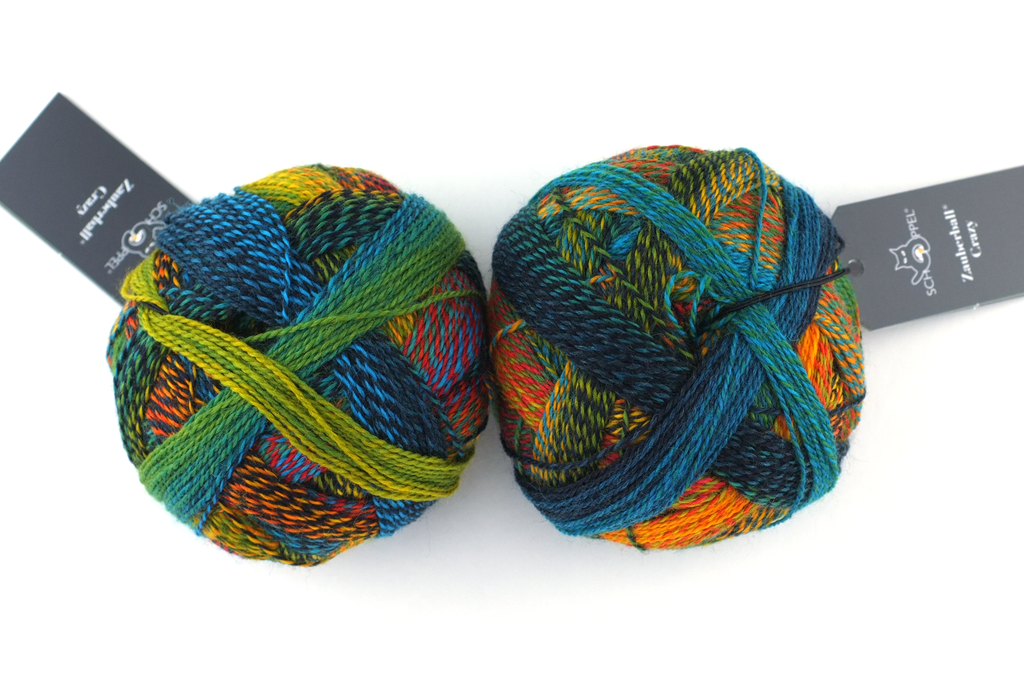 Crazy Zauberball, self striping sock yarn, color 1564, Fresh Fish, fingering weight yarn, red, teal - Red Beauty Textiles