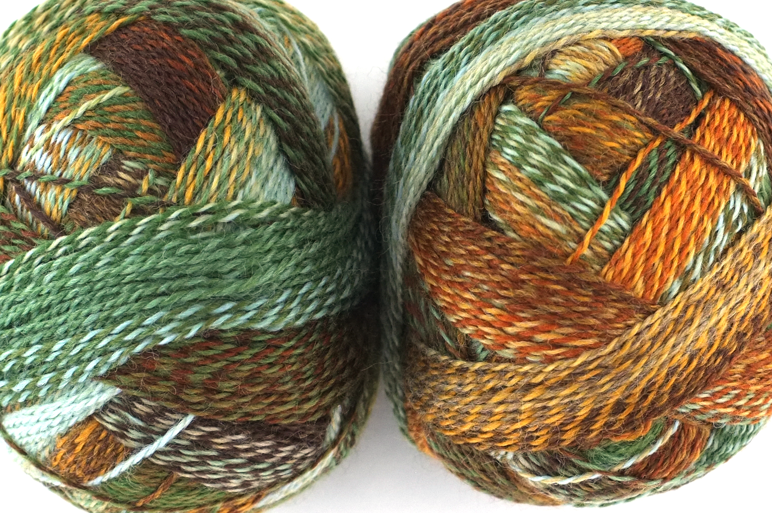 Crazy Zauberball, self striping sock yarn, color 1660, Riverbed, fingering weight yarn, greens, tans by Red Beauty Textiles