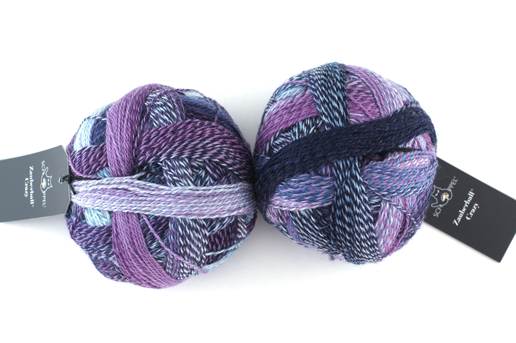 Crazy Zauberball, self striping sock yarn, color 1699 Lilac Scent, fingering weight yarn, purples