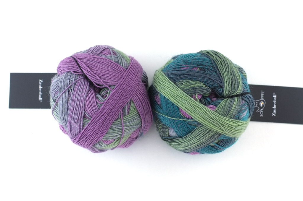 Zauberball, self striping sock yarn, color 2308 Smoking Area, fingering weight yarn, purple, teal - Red Beauty Textiles