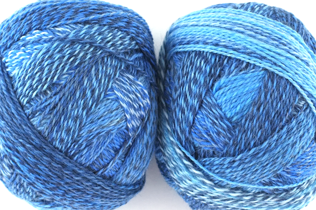 Crazy Zauberball, self striping sock yarn, color 2438, Indigo, fingering weight yarn, blue shades