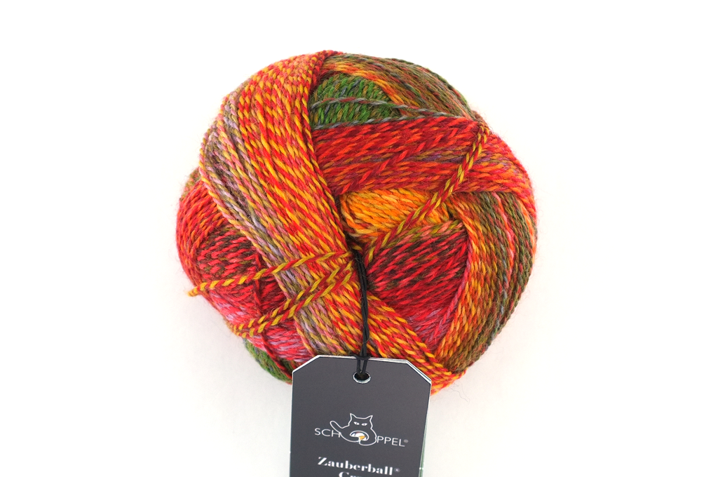 Crazy Zauberball, self striping sock yarn, color 2516, Evening Hour, fingering weight yarn, reds, greens - Red Beauty Textiles