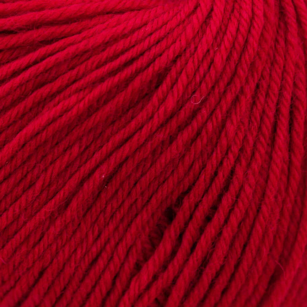Bébé Soft Wash Baby Yarn, Cherry Red, a bright red, sport weight superwash merino wool by Red Beauty Textiles