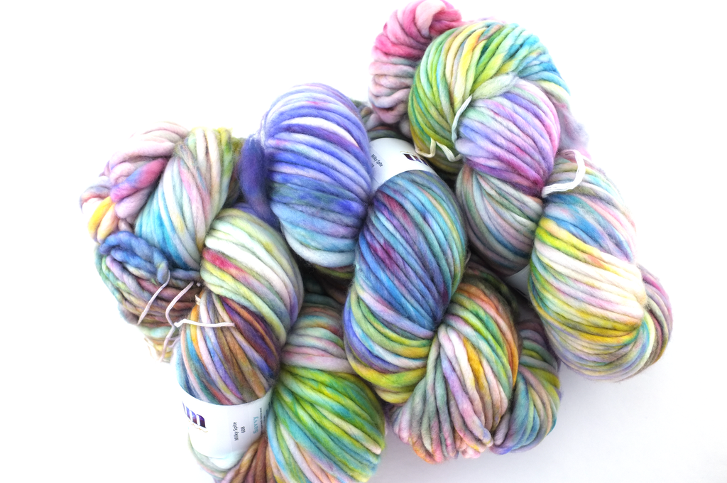 Savvy super bulky weight, color Milky Spite 608, pale rainbow, blues, lilac, yellow, teals, Dream in Color yarn - Red Beauty Textiles