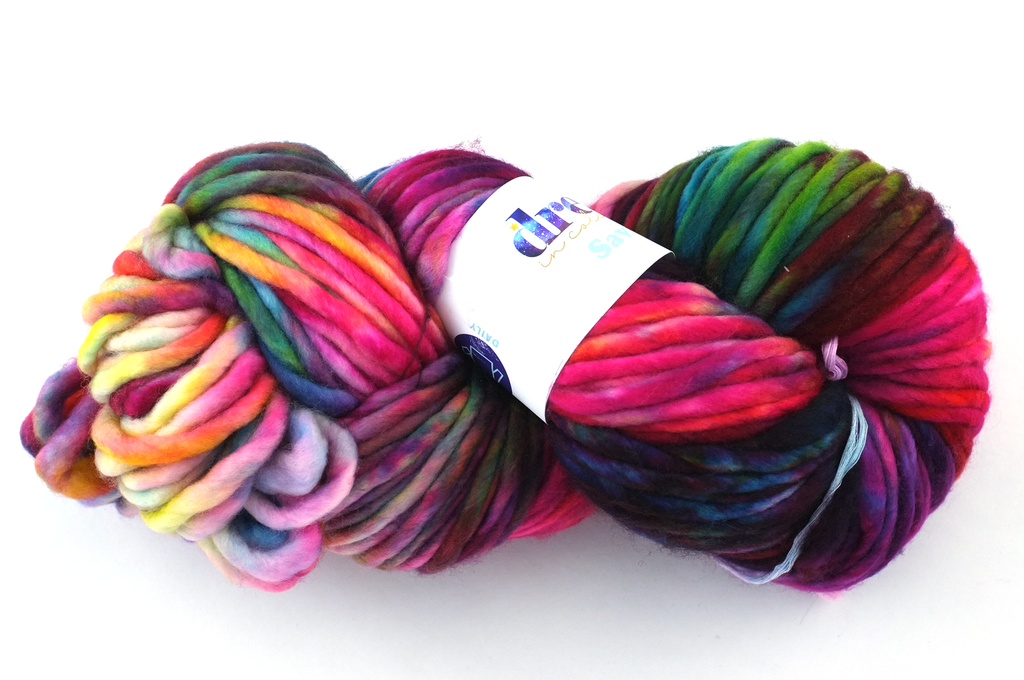Savvy super bulky weight, color Cabaret 901, magenta, burgundy, rainbow, Dream in Color yarn
