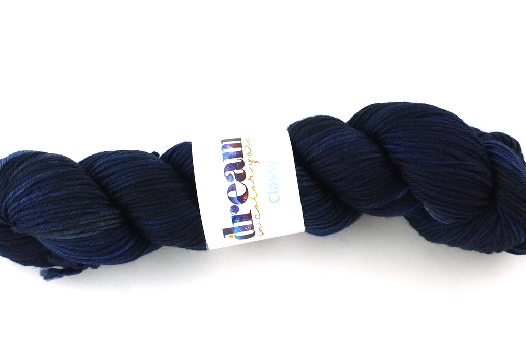 Dream in Color Classy color Indigo 724, worsted weight superwash wool knitting yarn, deep indigo blues