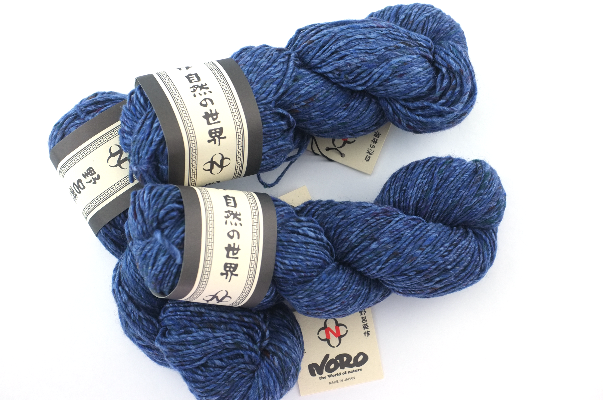 Noro Madara Color 18, wool silk alpaca, worsted weight knitting yarn, blue tweed