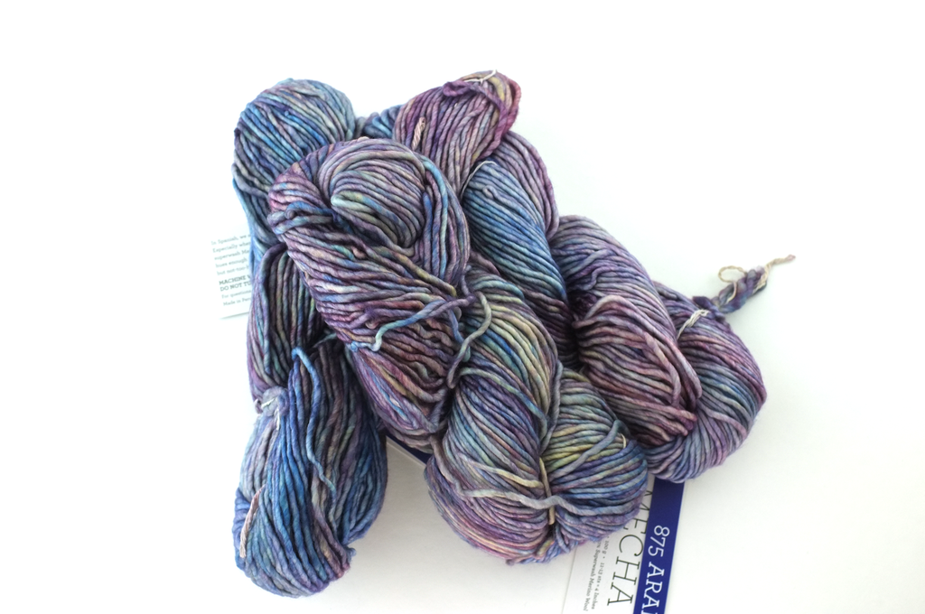 Malabrigo Mecha in color Arapey, Bulky Weight Merino Wool Knitting Yarn, blues, purples, #875 - Red Beauty Textiles