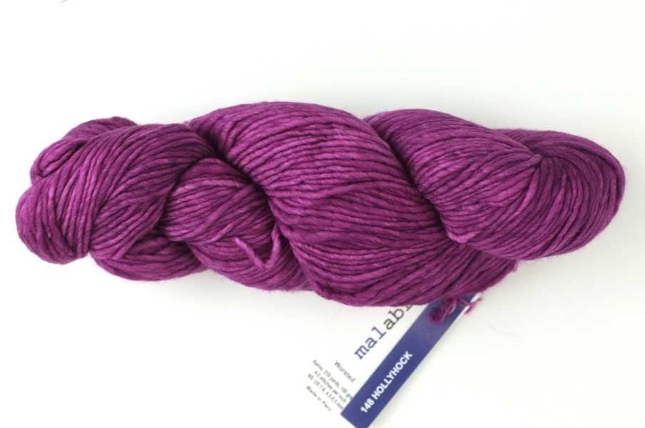 Malabrigo Worsted in color Hollyhock, #148, Merino Wool Aran Weight Knitting Yarn, intense magenta - Red Beauty Textiles