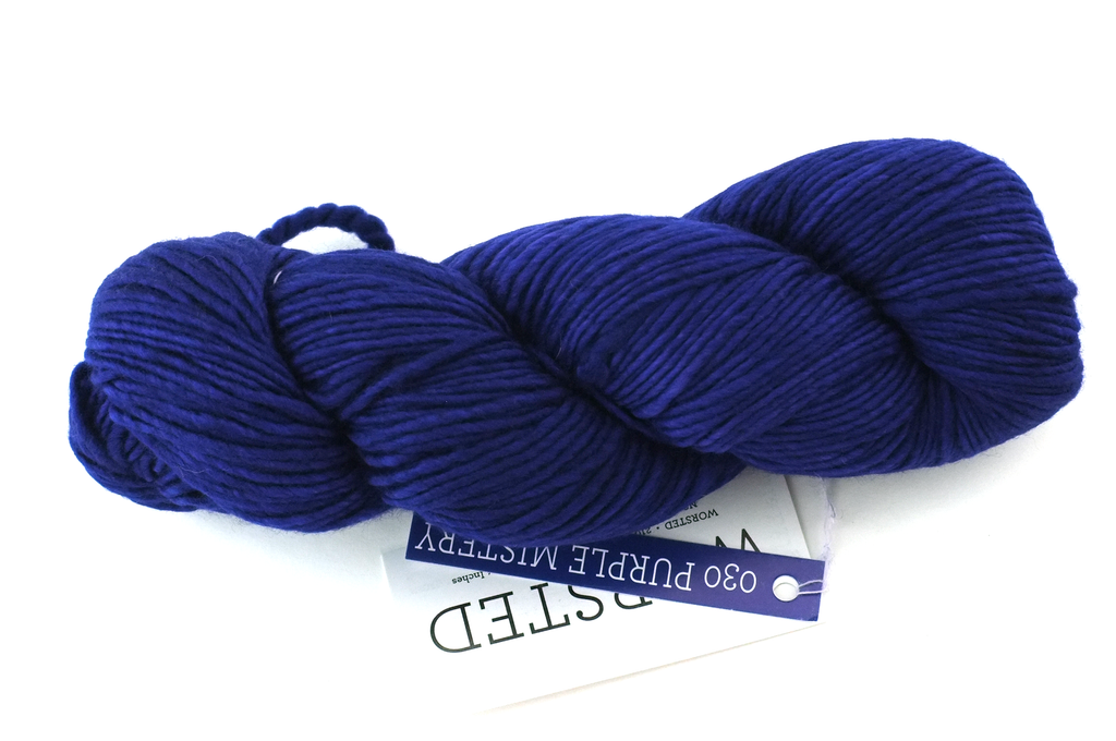Malabrigo Worsted in color Purple Mystery, #030, Merino Wool Aran Weight Knitting Yarn, deep purple - Red Beauty Textiles