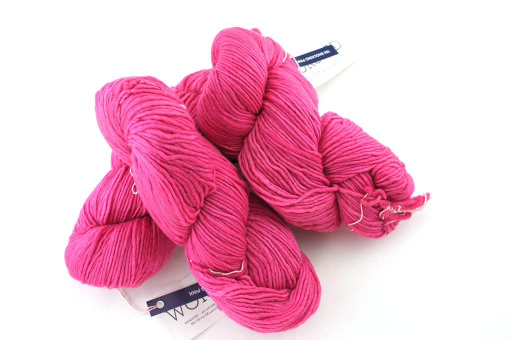 Malabrigo Worsted in color Shocking Pink, #184, Merino Wool Aran Weight Knitting Yarn, bright pink - Red Beauty Textiles