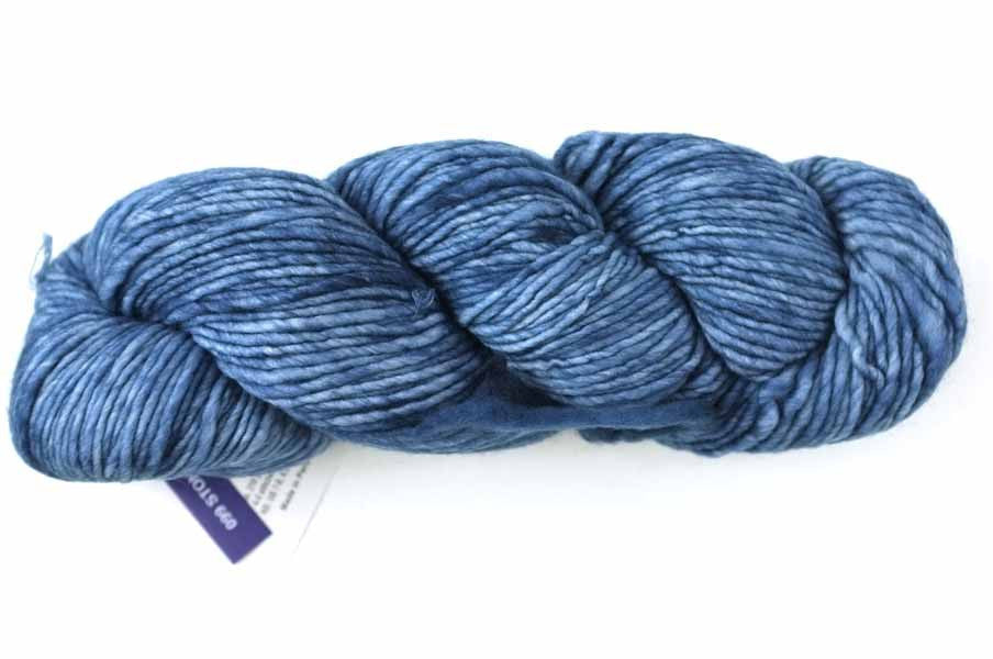 Malabrigo Worsted in color Stone Blue, #099, Merino Wool Aran Weight Knitting Yarn, medium jeans blue - Red Beauty Textiles