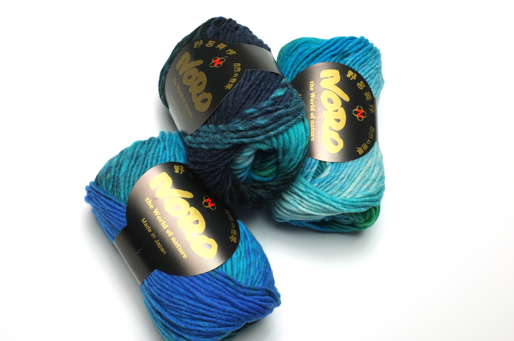 Noro Kureyon Color 429, Worsted Weight 100% Wool Knitting Yarn, lots of blue