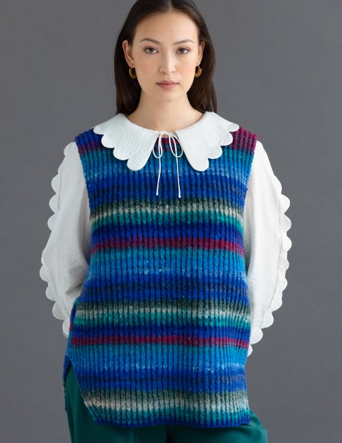 Noro Kureyon Amondine Vest, free digital knitting pattern download - Red Beauty Textiles