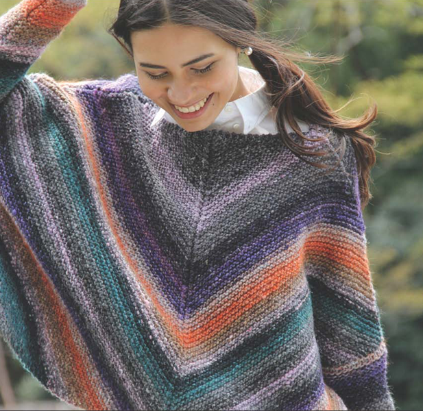 Noro Silk Garden Garter Stitch Sweater, free digital knitting pattern download by Red Beauty Textiles