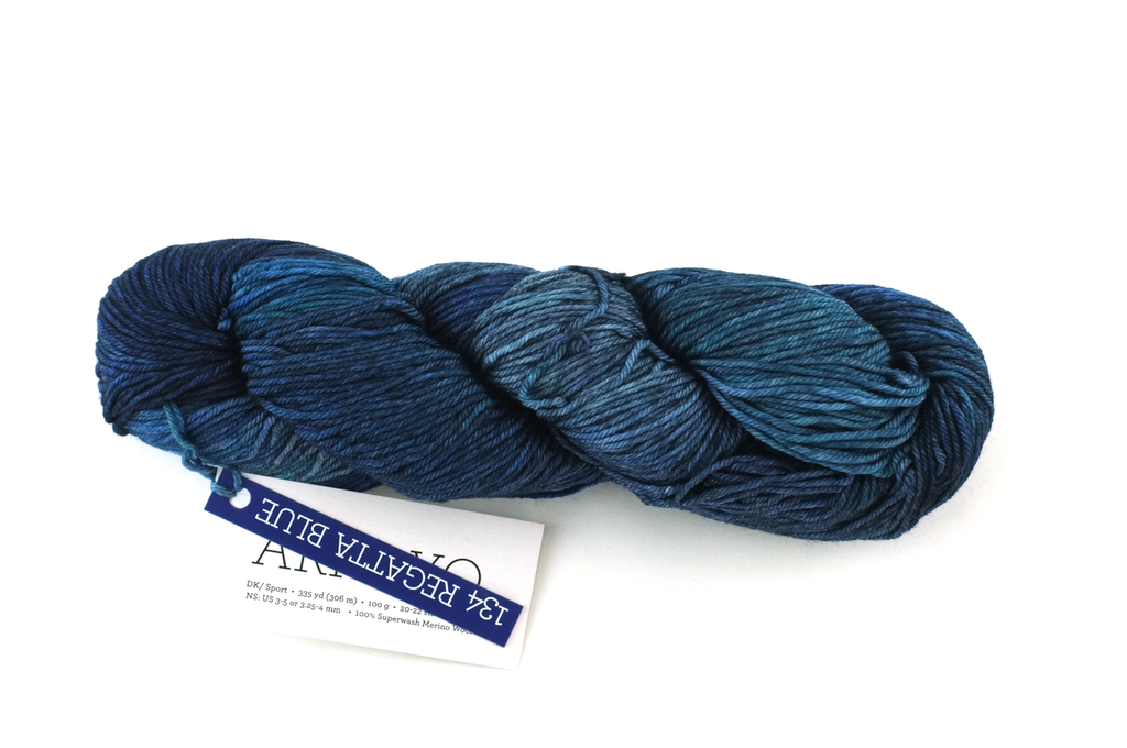 Malabrigo Arroyo in color Regatta Blue, Sport Weight Merino Wool Knitting Yarn, dark blues, #134 - Red Beauty Textiles