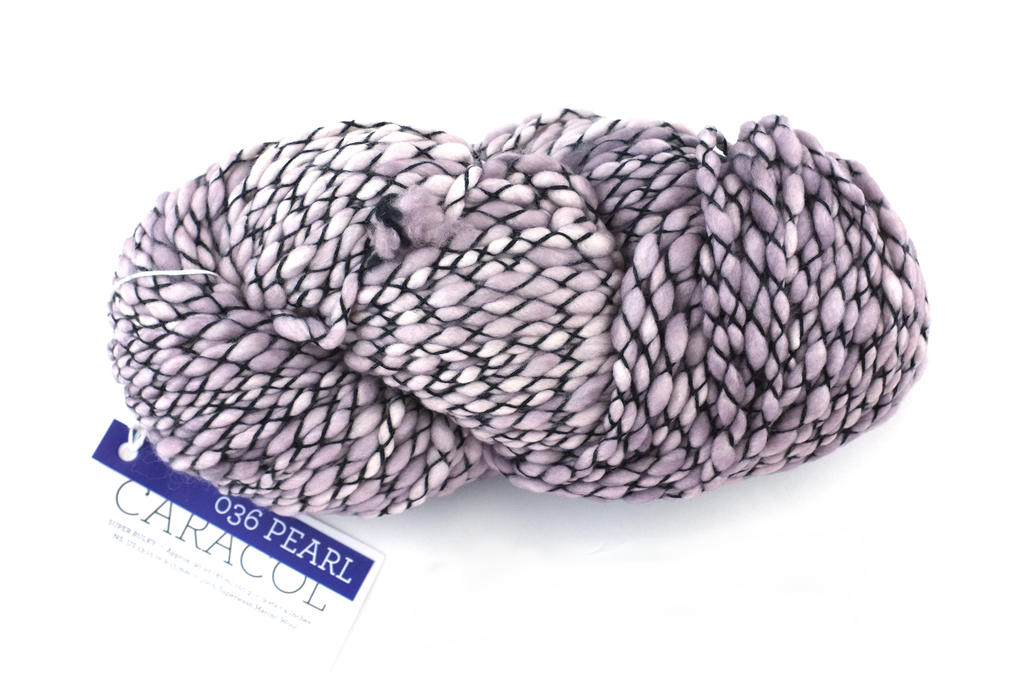 Malabrigo Caracol in color Pearl, #036, Super Bulky thick and thin superwash merino knitting yarn in pale lavender-gray - Red Beauty Textiles