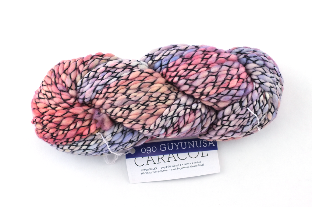 Malabrigo Caracol in color Guyunusa, #090, Super Bulky thick and thin superwash merino knitting yarn in pinks - Red Beauty Textiles