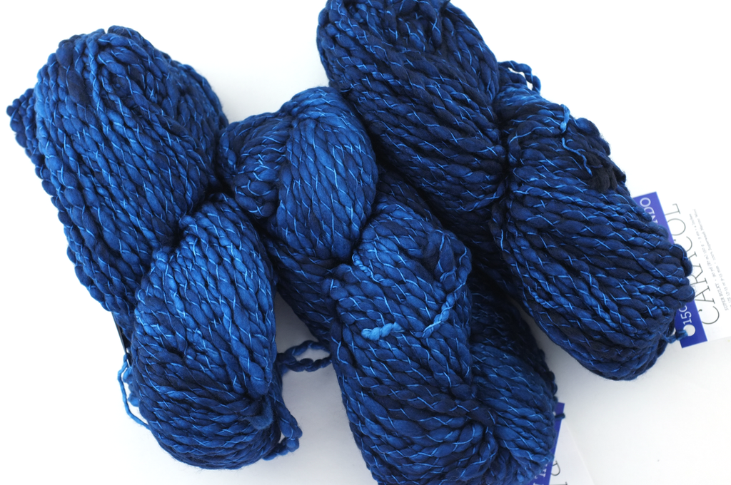 Malabrigo Caracol in color Azul Profundo #150, Super Bulky thick and thin superwash merino knitting yarn in deep blue - Red Beauty Textiles