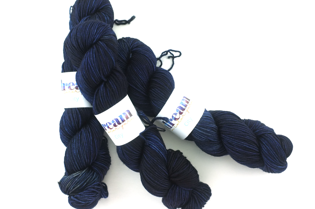 Dream in Color CITY in color Indigo 724, aran weight superwash wool knitting yarn, indigo blue shades by Red Beauty Textiles