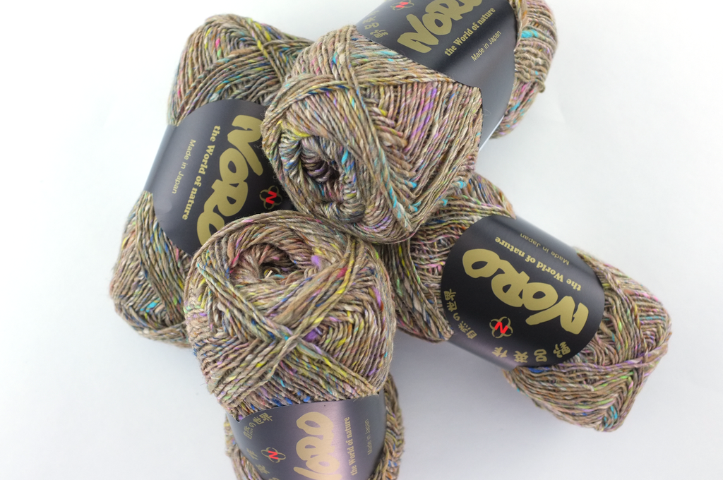 Noro Silk Garden Sock Solo Color TW10, wool silk mohair sport weight knitting yarn, pastel rainbow tweed flecks on tan