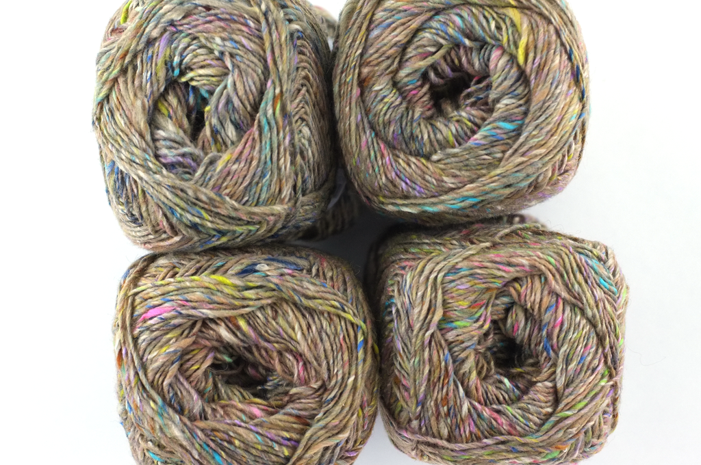 Noro Silk Garden Sock Solo Color TW10, wool silk mohair sport weight knitting yarn, pastel rainbow tweed flecks on tan