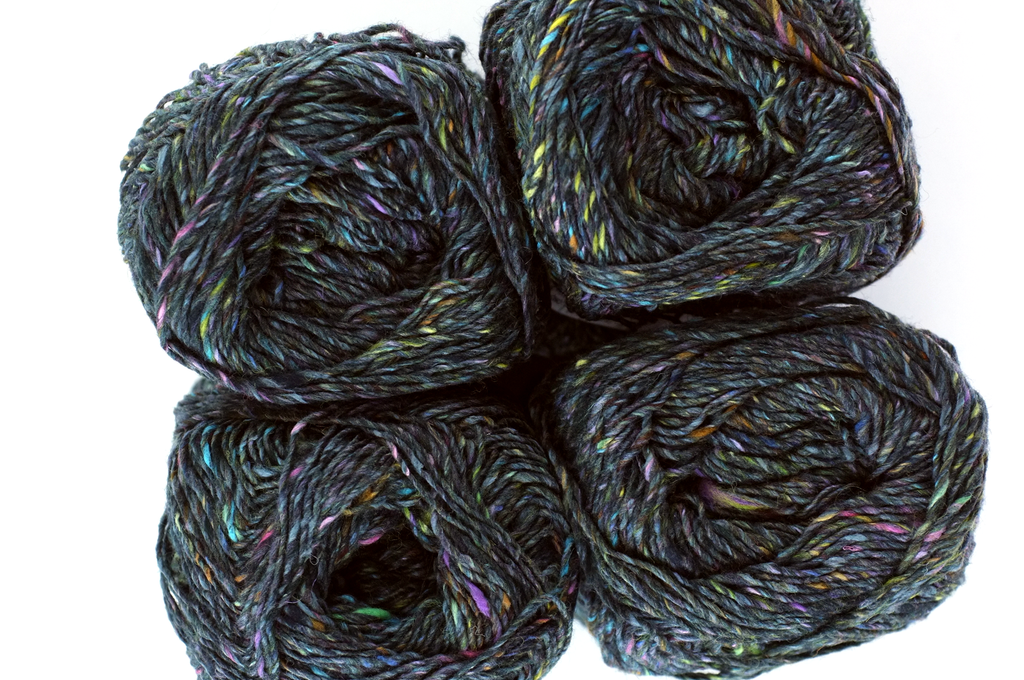 Noro Silk Garden Sock Solo Color TW87, Wool Silk Mohair Sport Weight Knitting Yarn, pastel rainbow on off-black dark gray tweed - Red Beauty Textiles