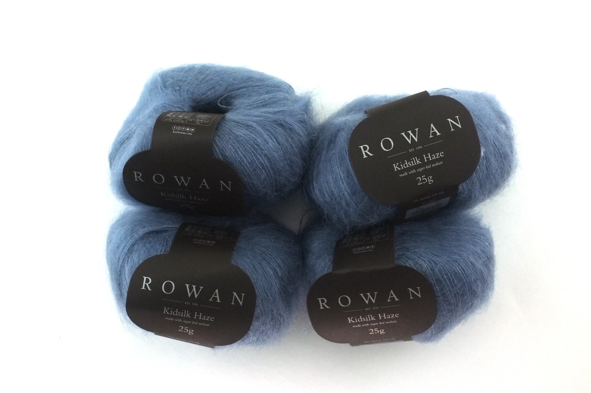 Rowan Kidsilk Haze, Mist #702, soft hazy blue, mohair/silk laceweight yarn  Red Beauty Textiles