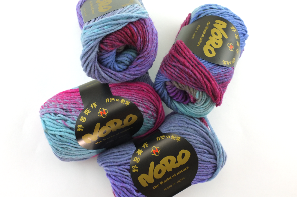 Noro Kureyon Color 437, Worsted Weight 100% Wool Knitting Yarn, aqua, magenta, periwinkle